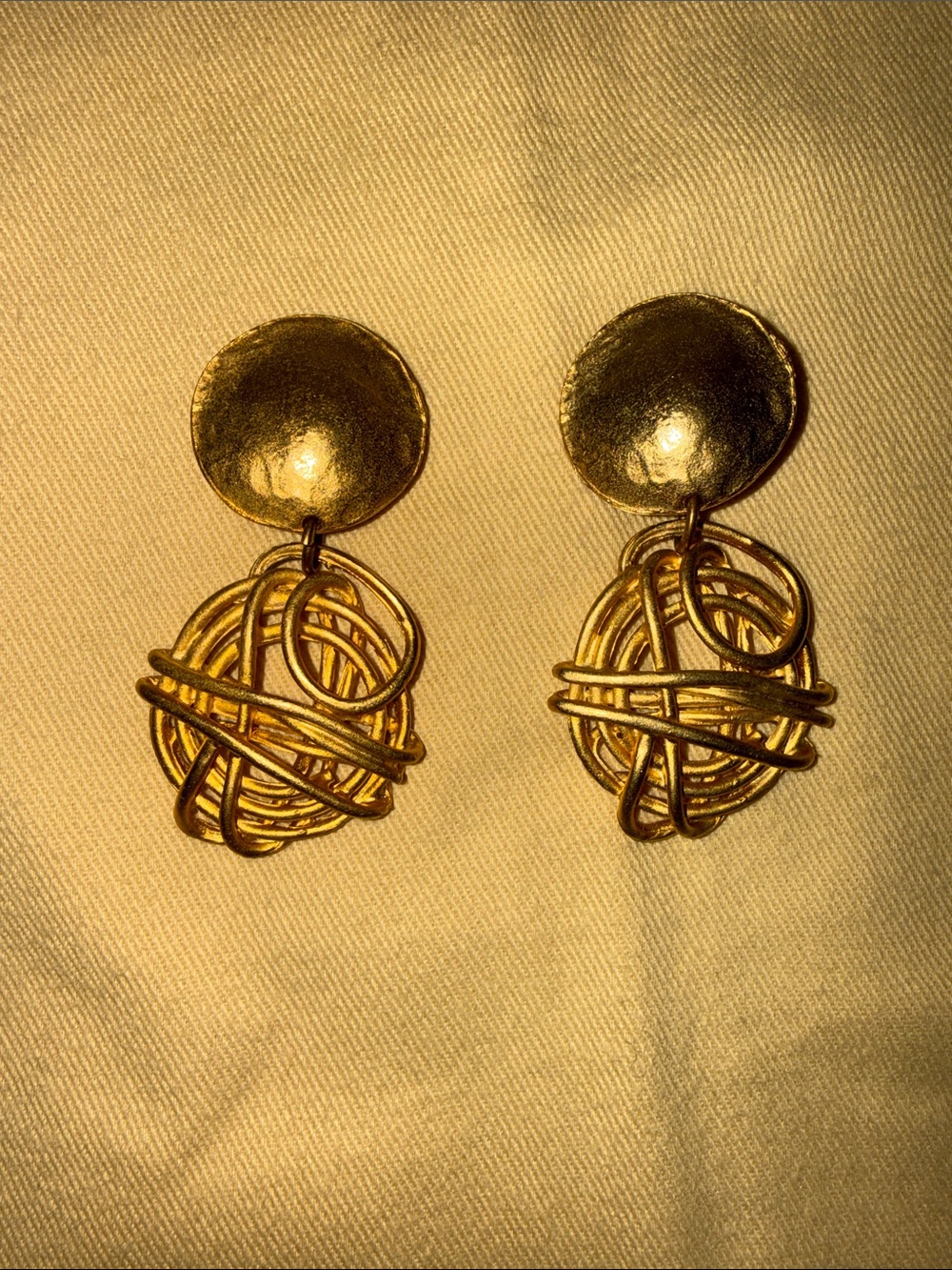 Gold Wire Orb Drop Earrings - Women Jewelry